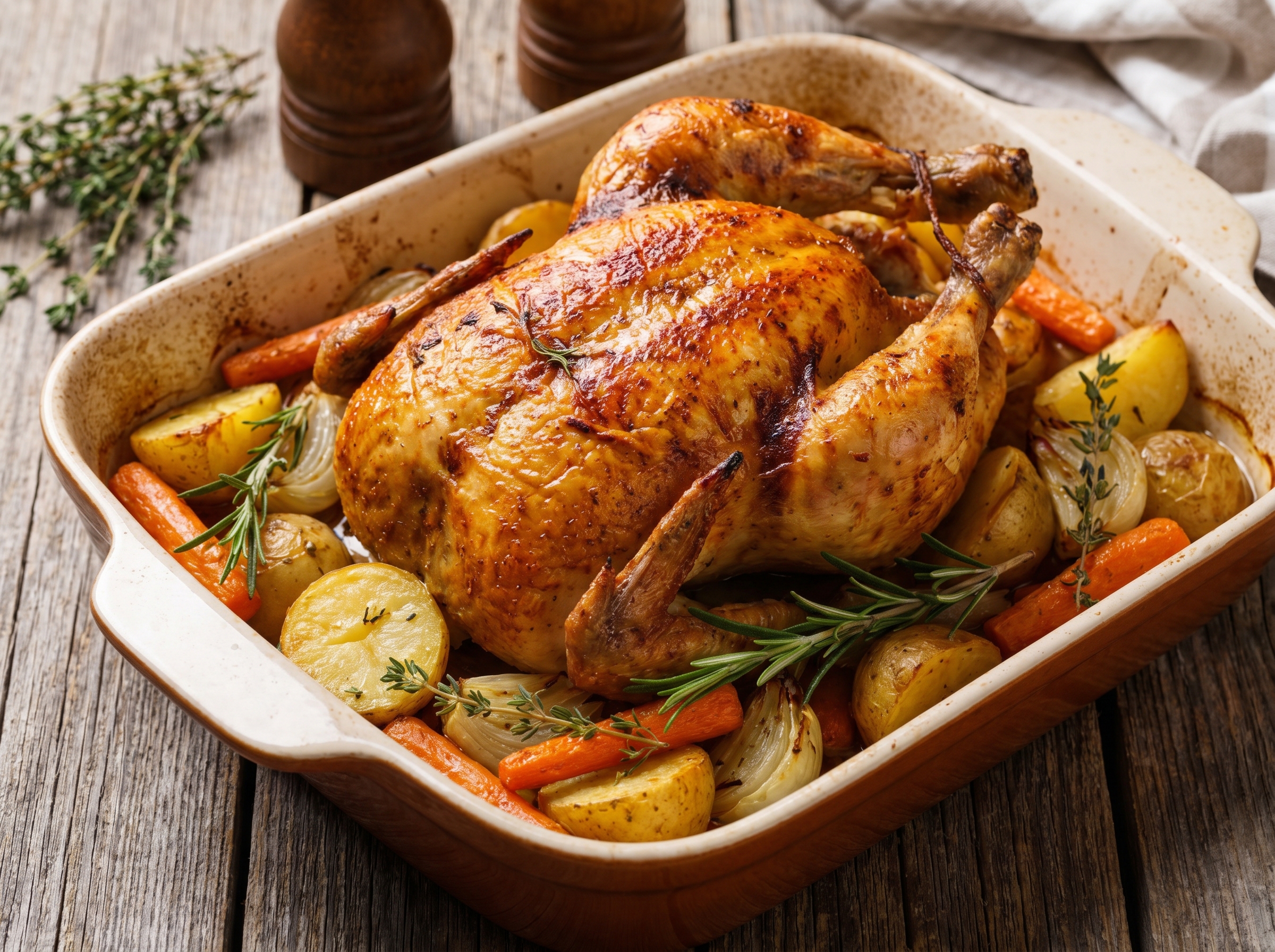 Frango assado com batatas perfeito