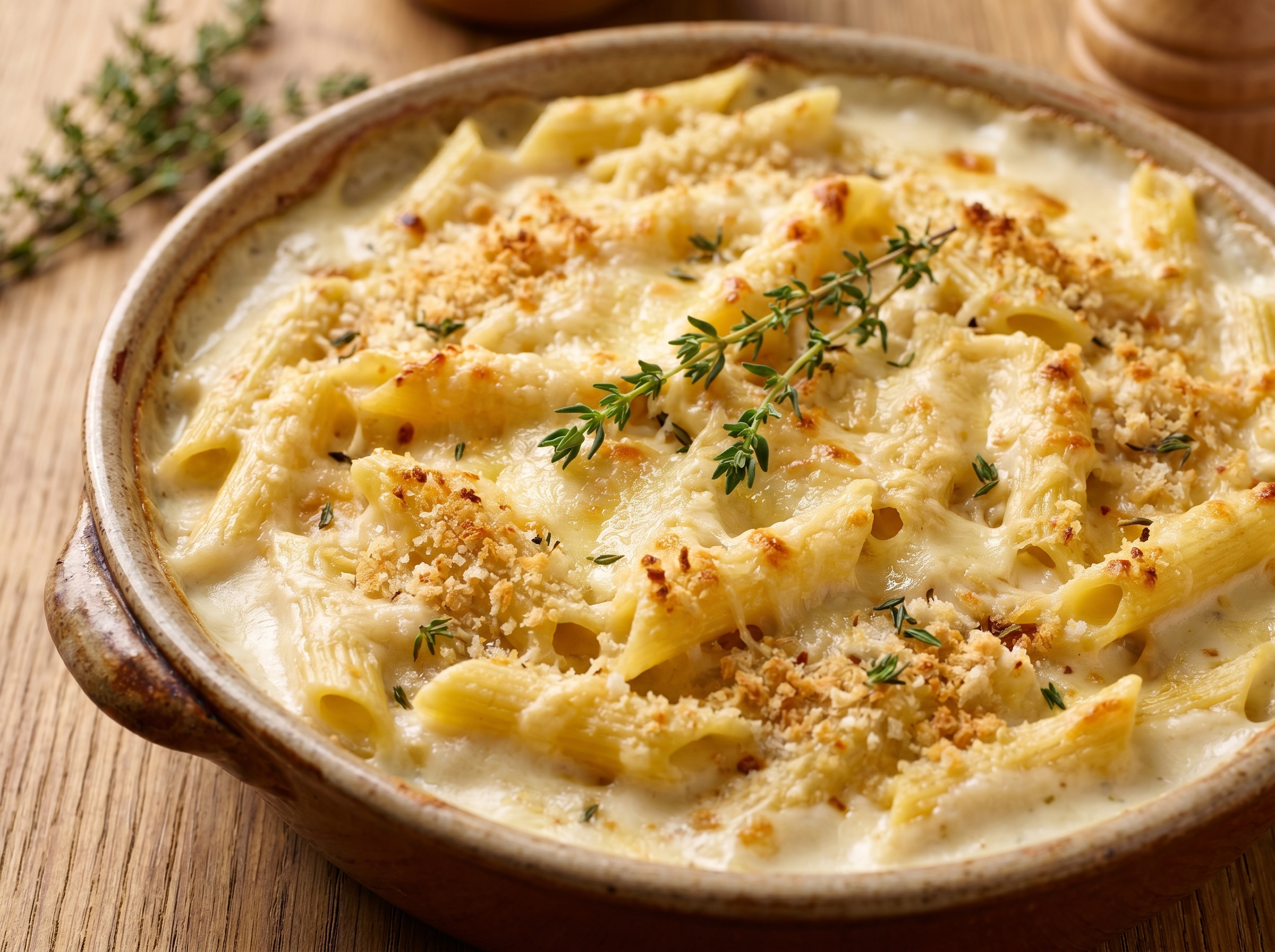 Macarrão gratinado cremoso